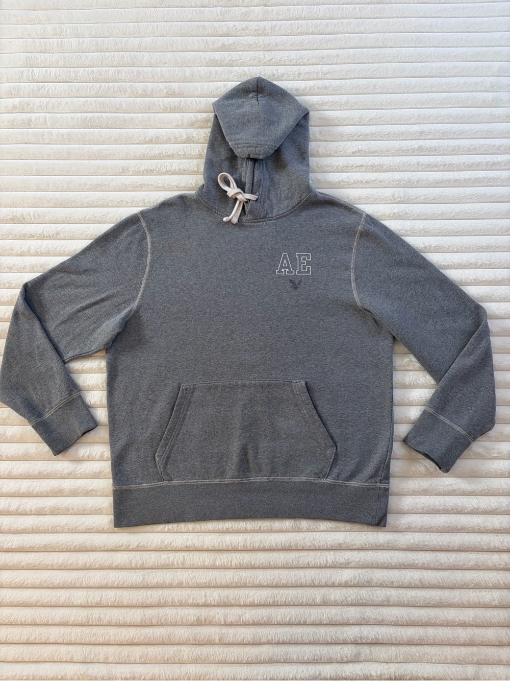 American Eagle Outfitters Men's Gray Hooded Sweatshirt L